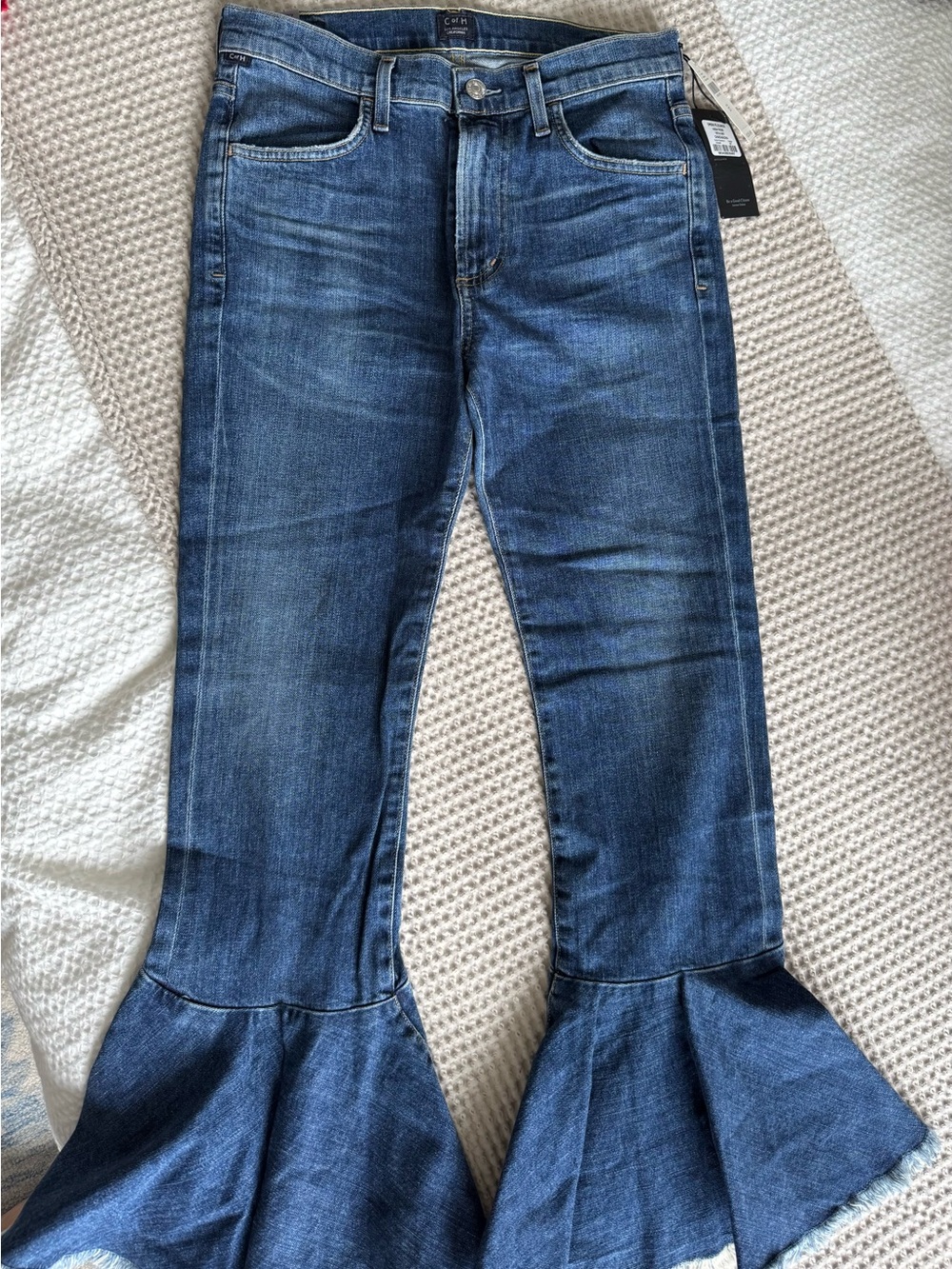 Citizens Of Humanity Blue Flare Hem Wide-Leg Jeans